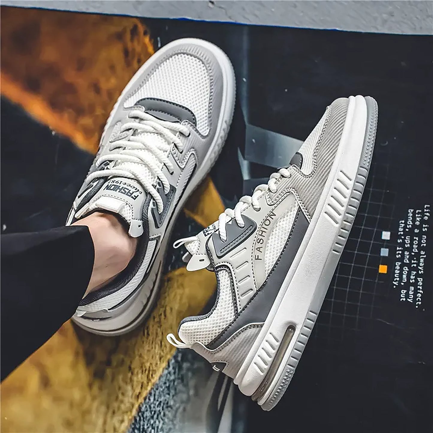 Men's Chunky Sole Retro Fashion Sneakers - Casual Board Shoes with Breathable Mesh (Multiple Colors)