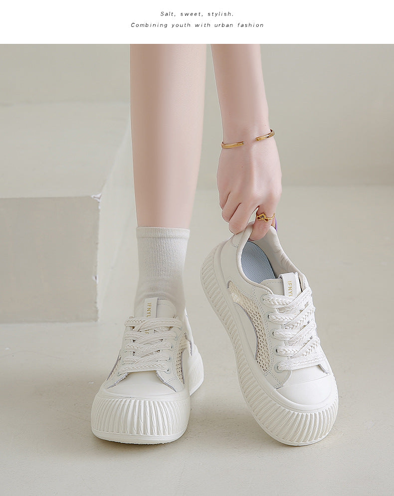 D111 Sweet Girl Style White Sneakers